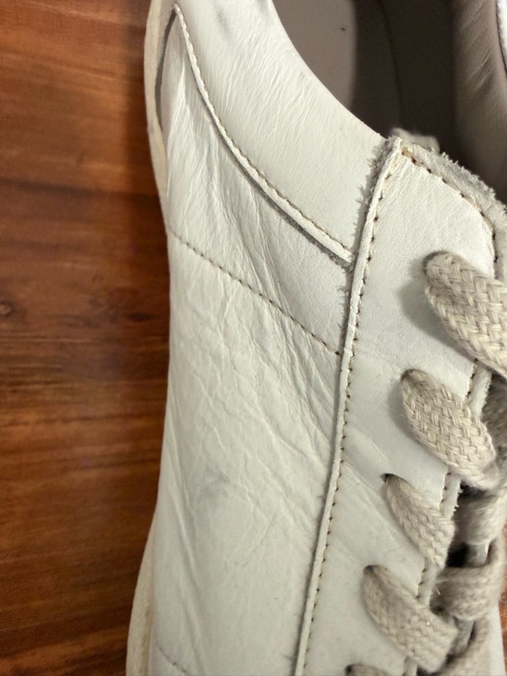All Saints White Leather Sneakers with Beige Suede Toe - Picture 4 of 6